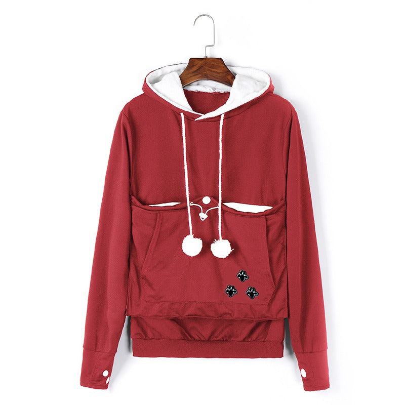 GR - Damen Kapuzenpullover mit bestickten Reißverschlusstaschen für lässige Winterbekleidung