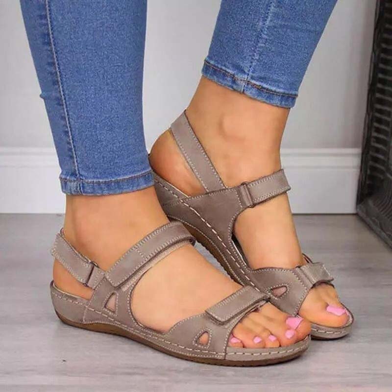 GR | Bliss Clark Orthopedic Summer Sandals with Velcro Fastener for Women 
