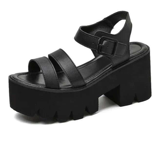 GR | Black Platform Chunky Sandals