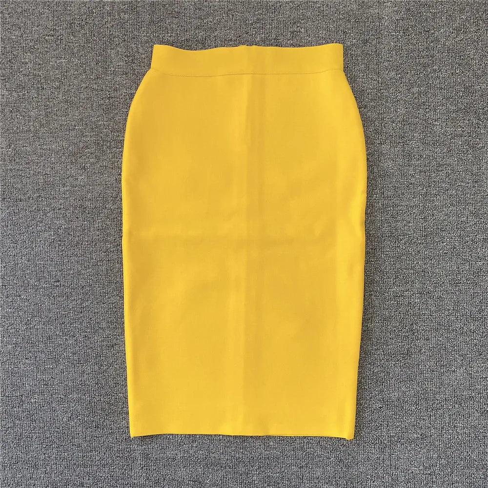 GR | Women's New Rayon Bandage Skirt Elegant Pencil Skirt Famous Sexy Club Party Clothing Vintage Vestios