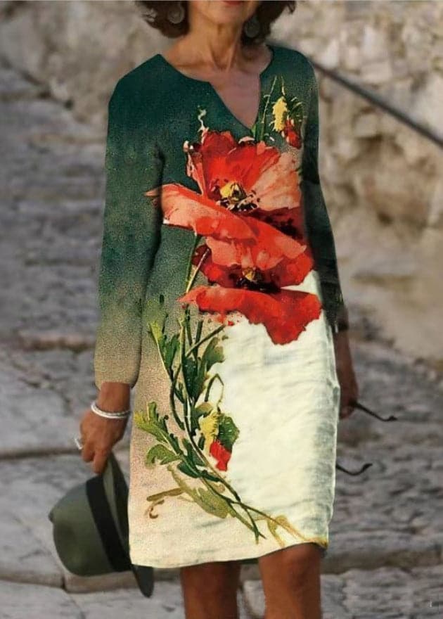 GR | Floral lightweight cotton dress for women