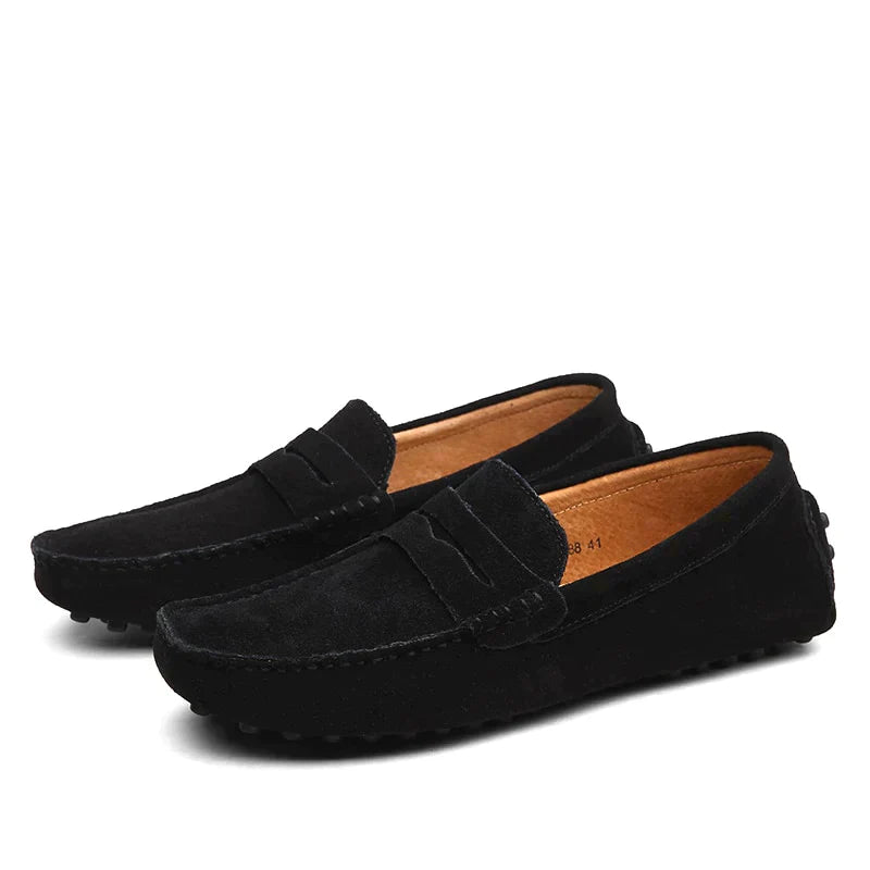 GR | Suede slippers, Italian style, moccasin toe, non-slip penny loafer