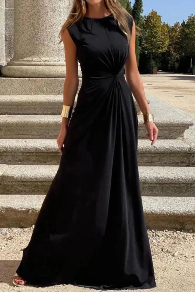 GR | Elegant long-sleeved dress with lapels and a smooth V-neck for women
