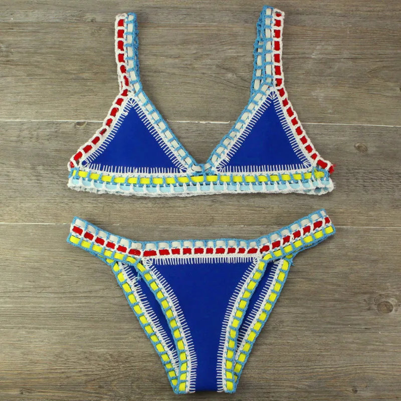 GR | Sexy Bikinis Summer Women's Swimsuit Hand Crocheted Bikini Set Swimwear Beach Swimsuit Biquini Woman Monokini