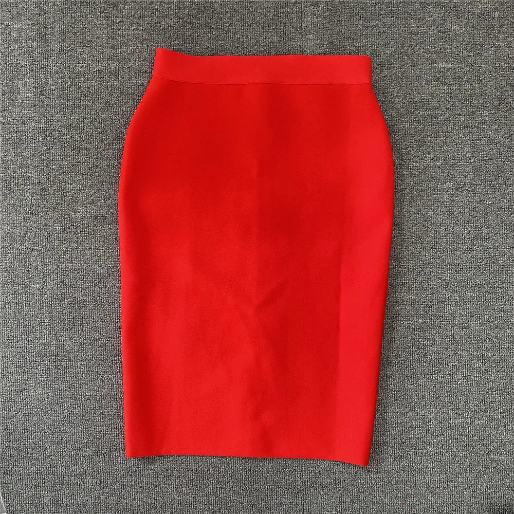 GR | Women's New Rayon Bandage Skirt Elegant Pencil Skirt Famous Sexy Club Party Clothing Vintage Vestios