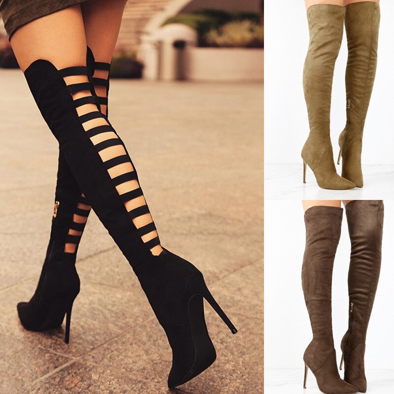GR | Stylish over-the-knee boots with cutouts and stiletto heels