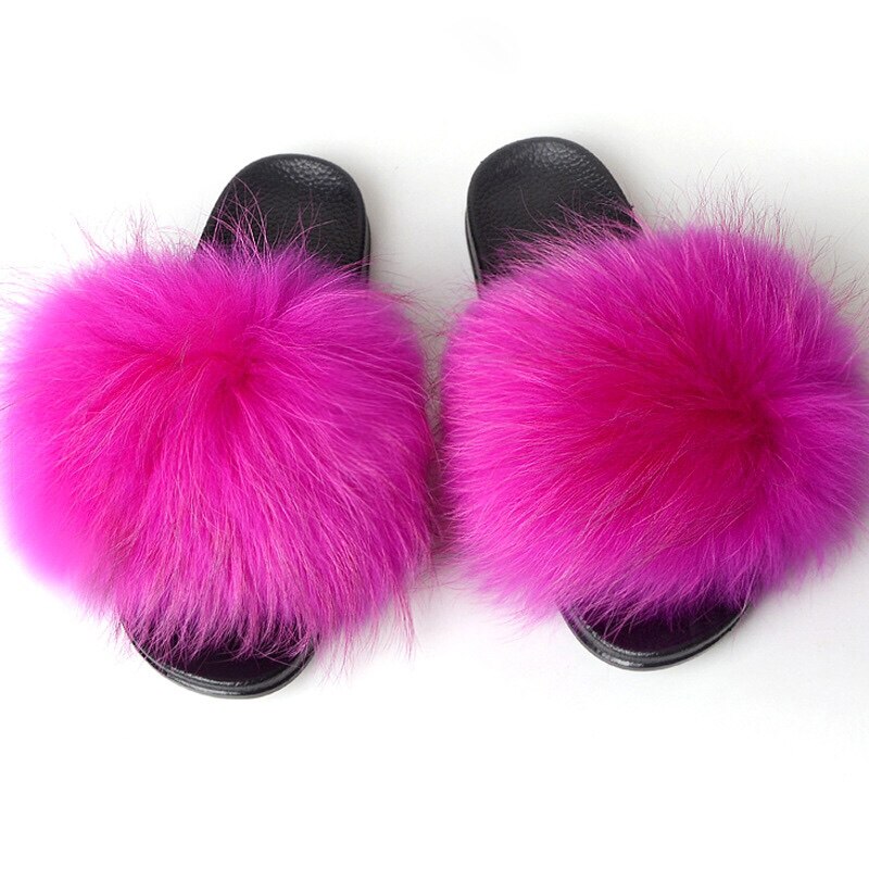 GR | Real Fur Slide Sandals Slippers Flip Flops
