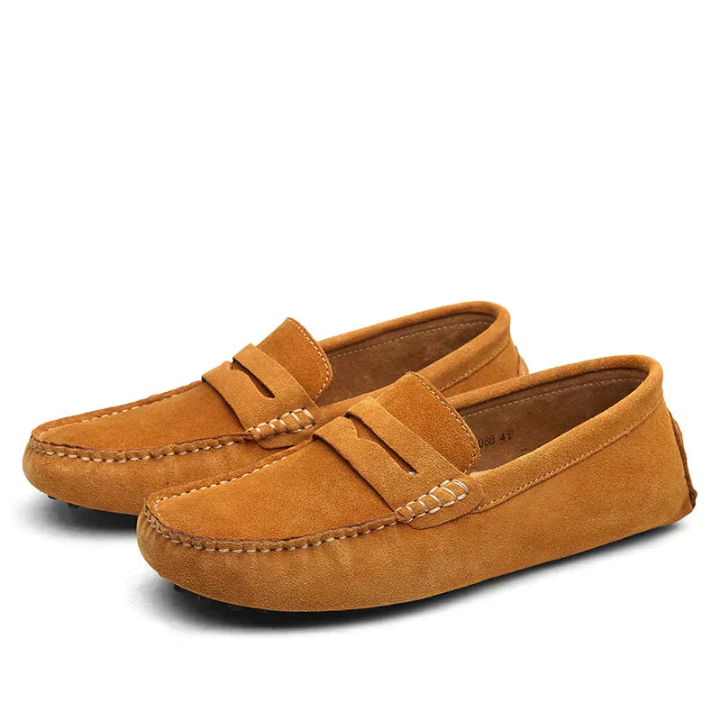GR | Suede slippers, Italian style, moccasin toe, non-slip penny loafer