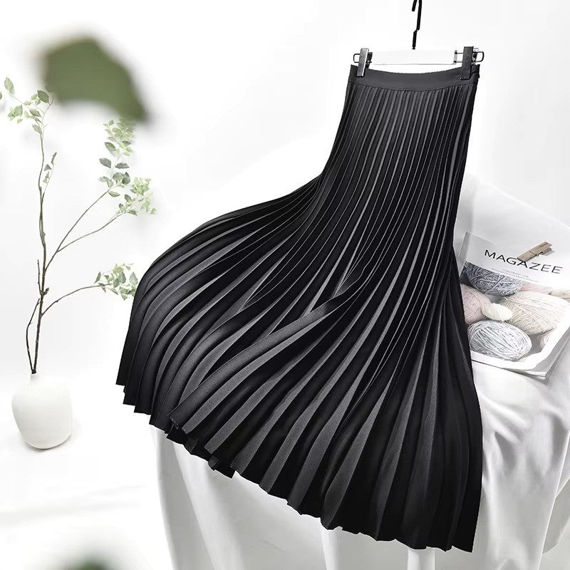 GR | Satin Plissee Rock Hohe Taille