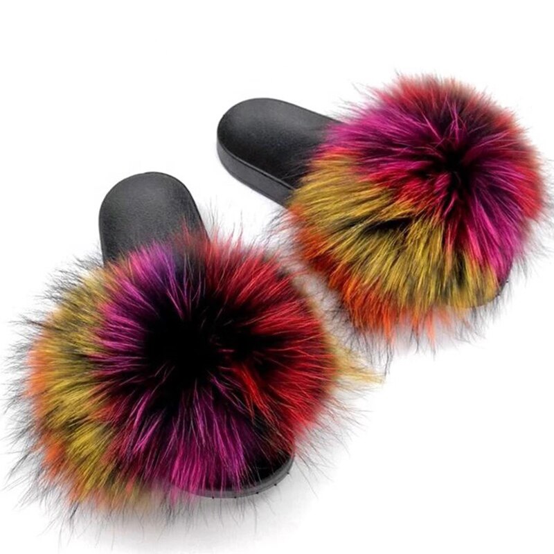 GR | Real Fur Slide Sandals Slippers Flip Flops
