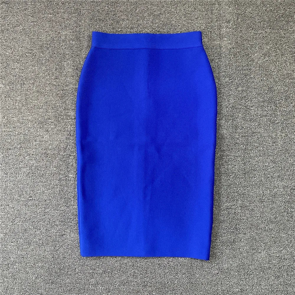 GR | Women's New Rayon Bandage Skirt Elegant Pencil Skirt Famous Sexy Club Party Clothing Vintage Vestios