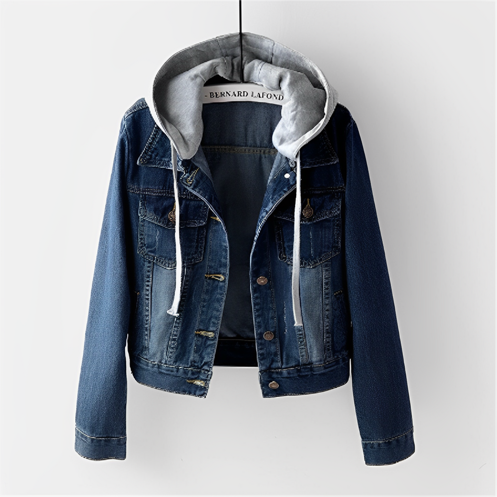 GR | Long-sleeved denim jacket with detachable hood for women