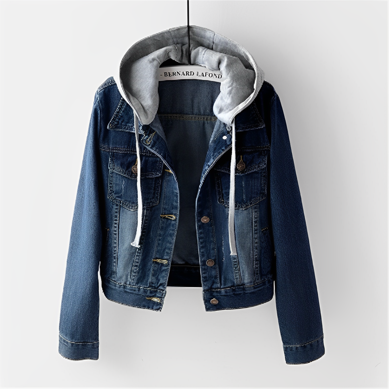 GR | Long-sleeved denim jacket with detachable hood for women