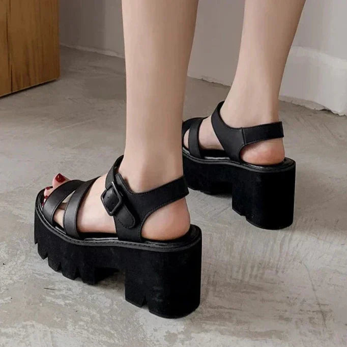 GR | Black Platform Chunky Sandals