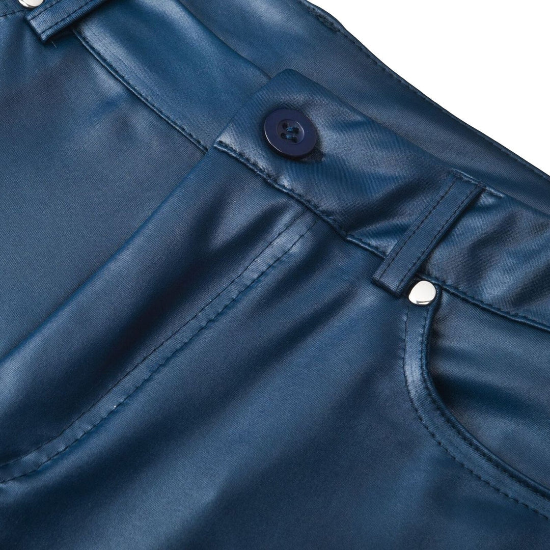 GR Moderne Hose | Lederne, schlanke Freizeithose im Streetwear-Stil für Frauen mit Taschen