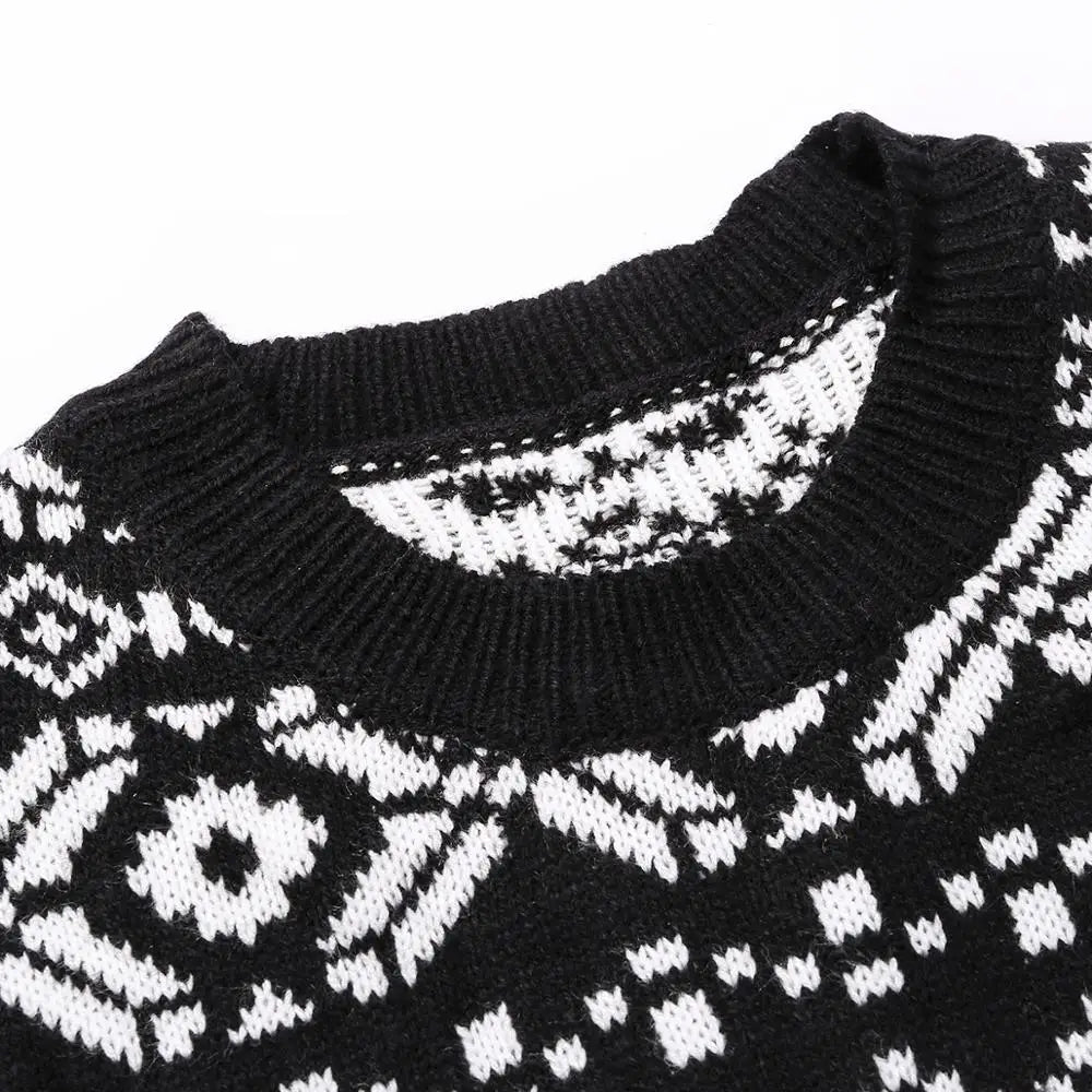 GR - Ugly Christmas Sweater - Festive Knit Dress with Reindeer Pattern