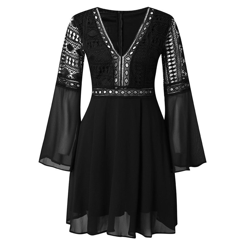 GR | Spitzen-Minikleid mit Weiten Ärmeln