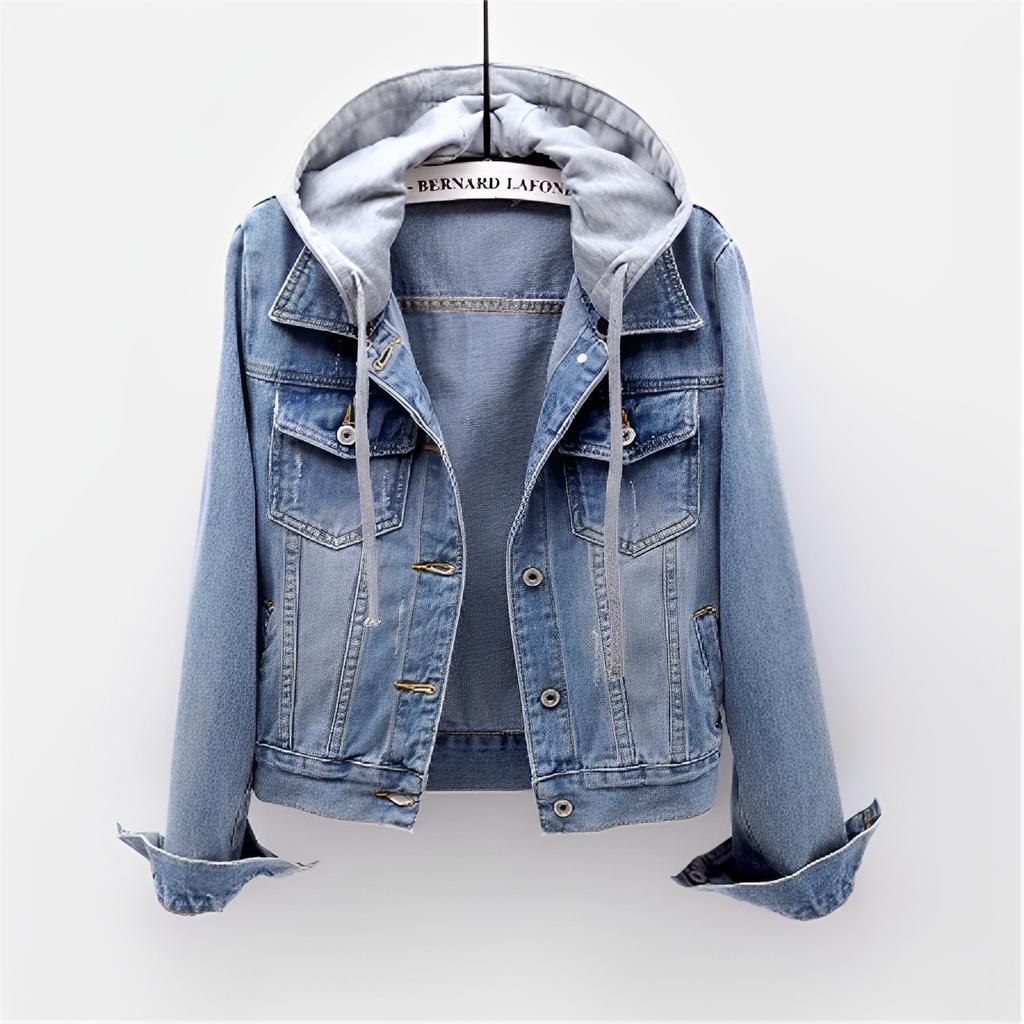 GR | Long-sleeved denim jacket with detachable hood for women