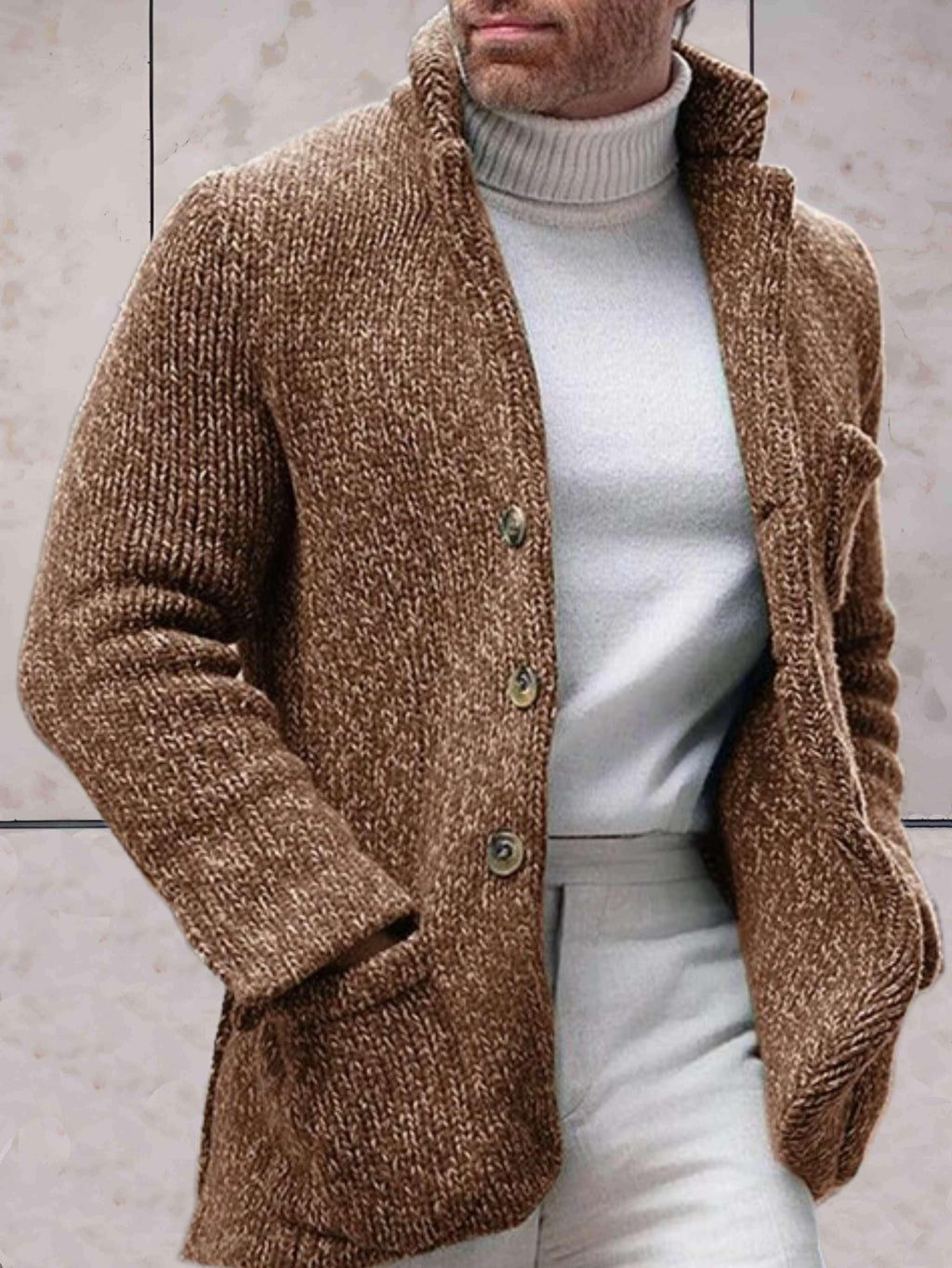 GR - Lässige Strickjacke mit hohem Ausschnitt
