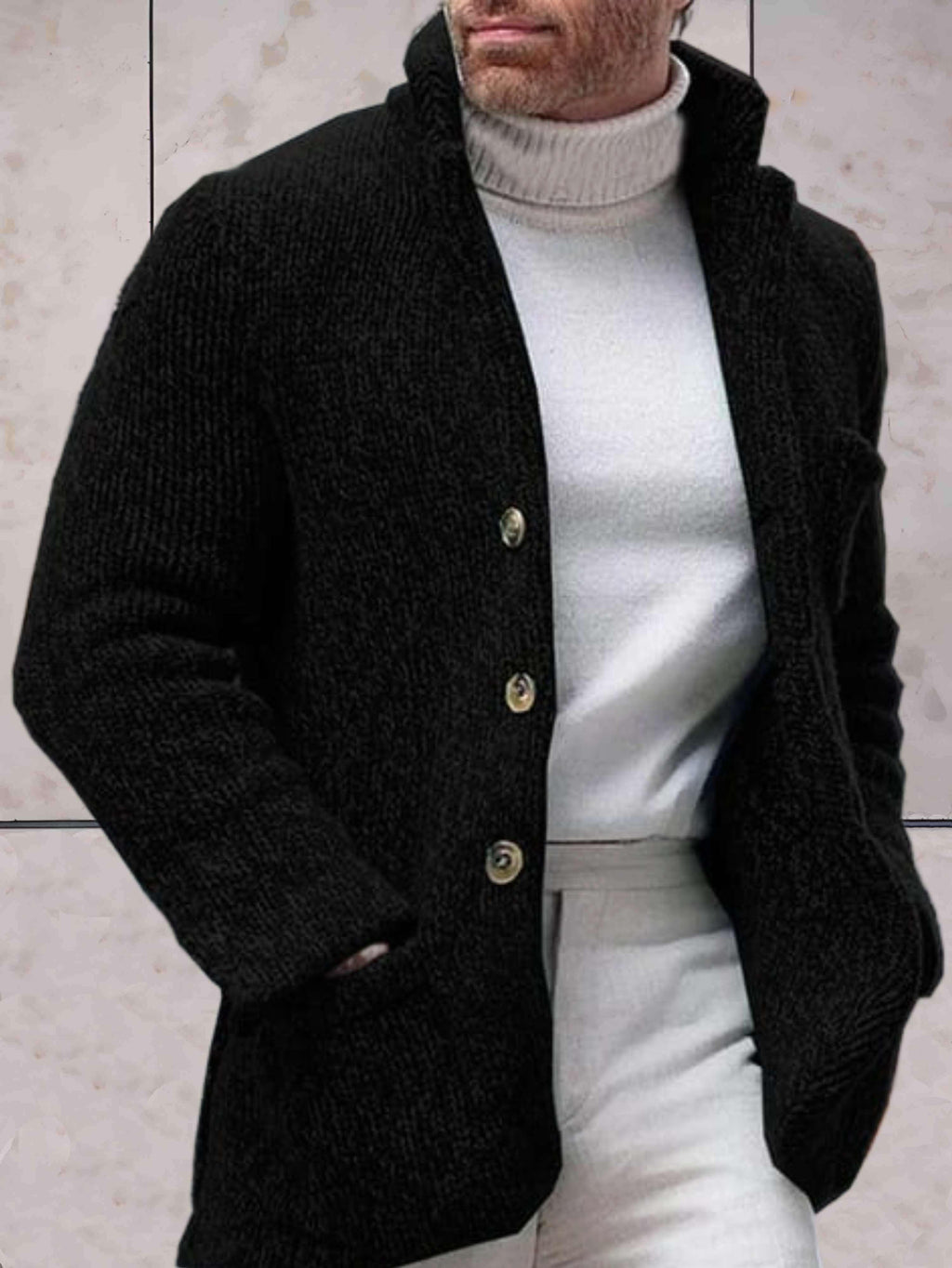 GR - Lässige Strickjacke mit hohem Ausschnitt