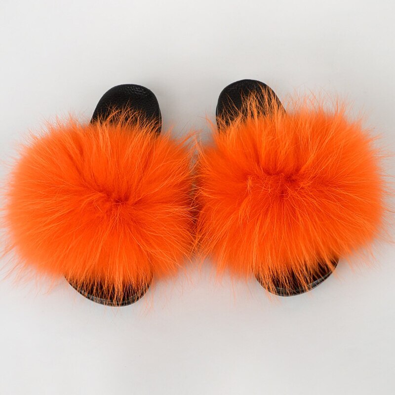 GR | Real Fur Slide Sandals Slippers Flip Flops
