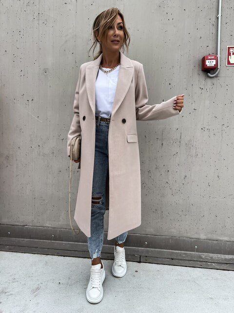 Fashion Long Collar Wool Coat