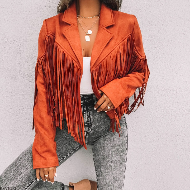 GR | Fashion Suede Fringe Jacket 