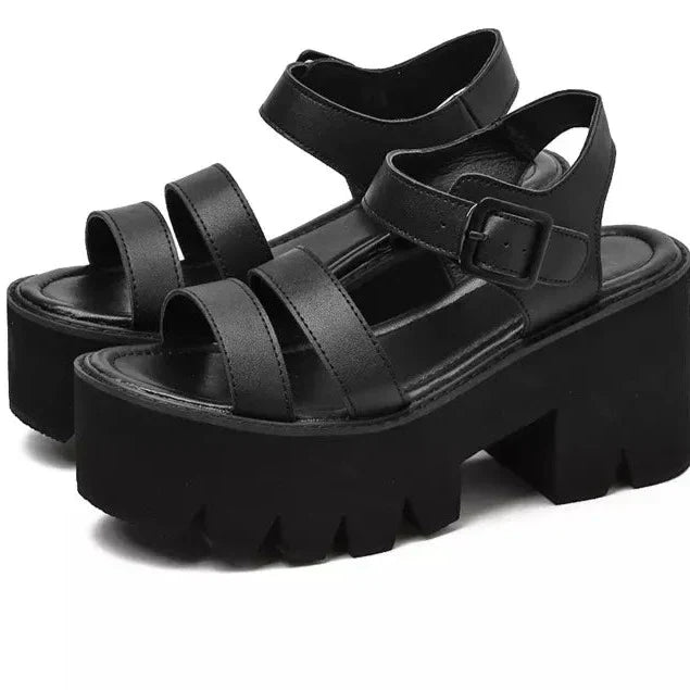 GR | Black Platform Chunky Sandals