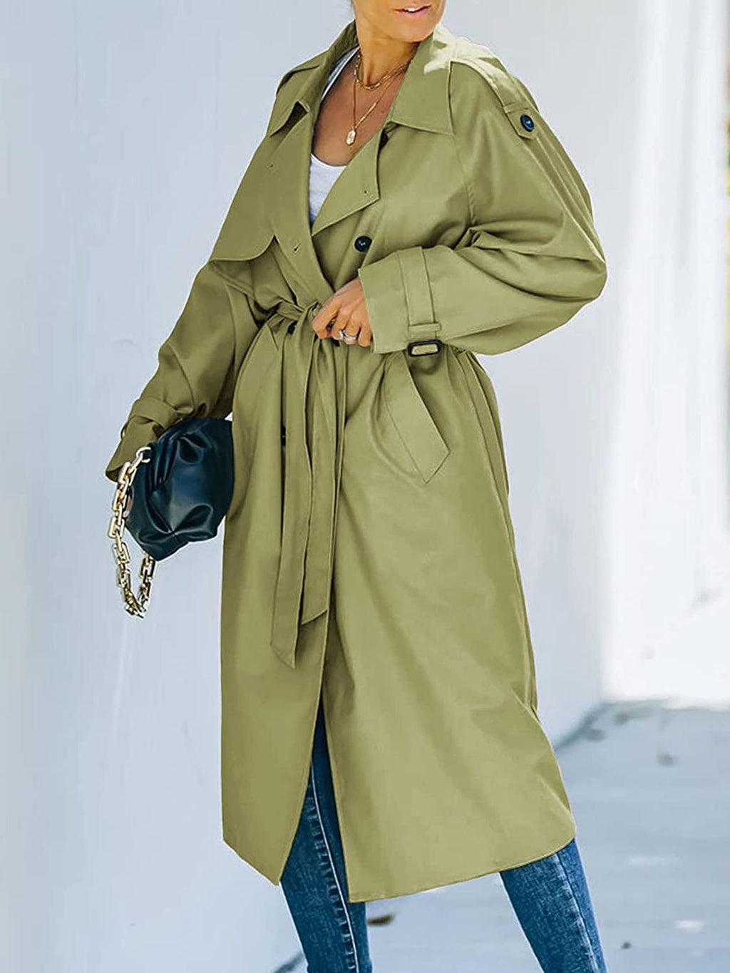 GR All-Weather Equipment | Women's Double-Breasted Raincoat with Belt and Classic Lapel