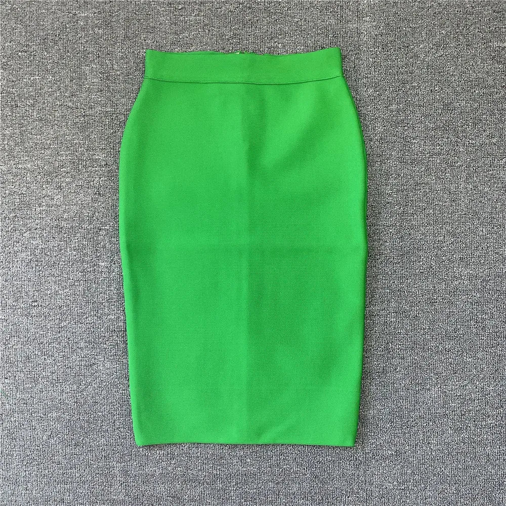 GR | Women's New Rayon Bandage Skirt Elegant Pencil Skirt Famous Sexy Club Party Clothing Vintage Vestios