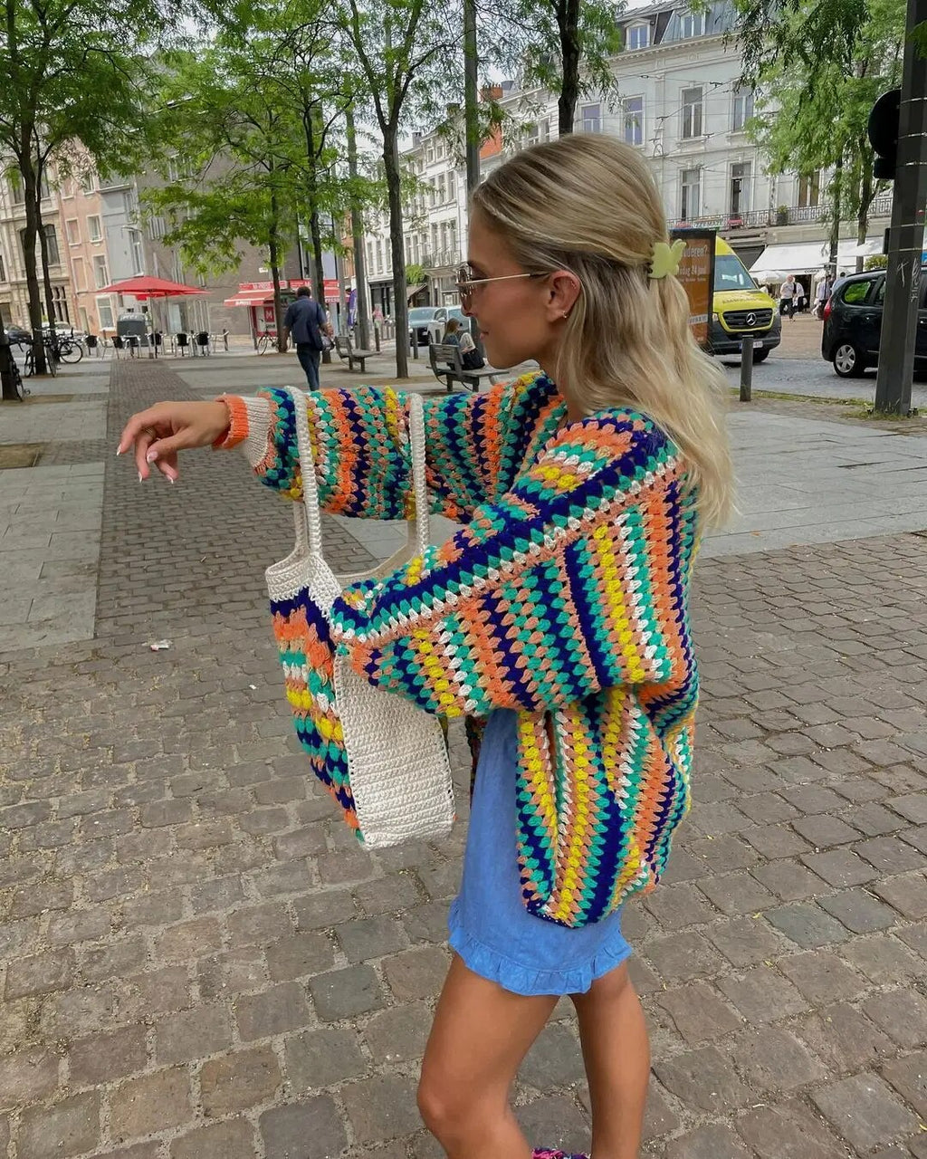 GR | Damen Boho Strickjacke