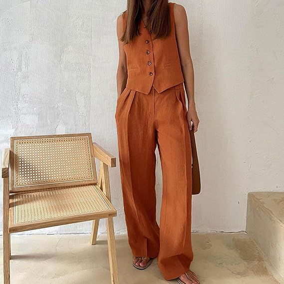 GR | and vest set sleeveless wide GR | Two-piece women's coordination set