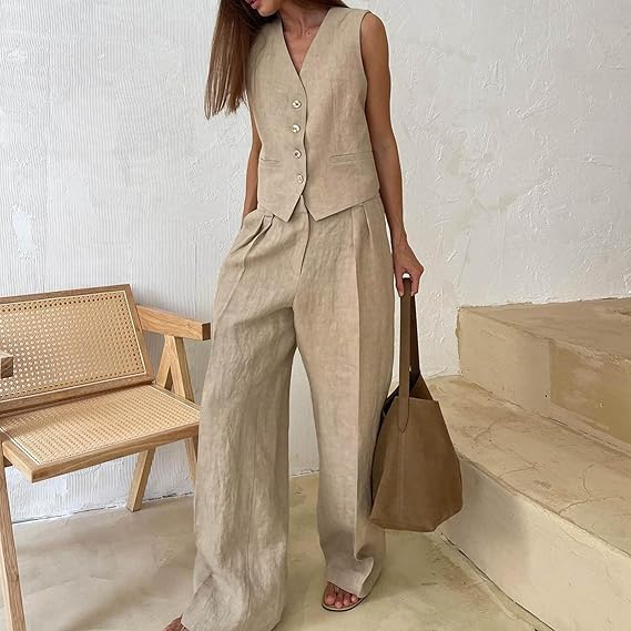 GR | and vest set sleeveless wide GR | Two-piece women's coordination set