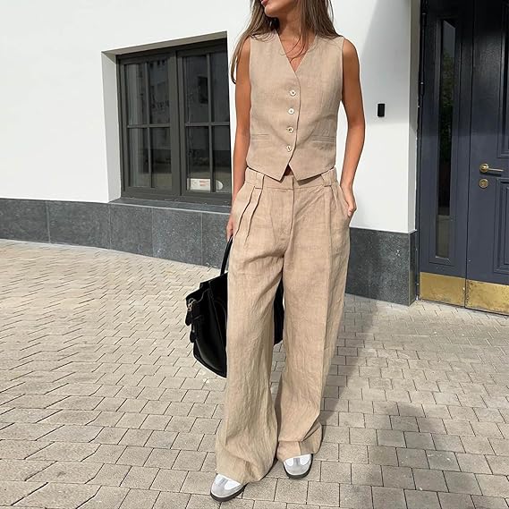 GR | and vest set sleeveless wide GR | Two-piece women's coordination set