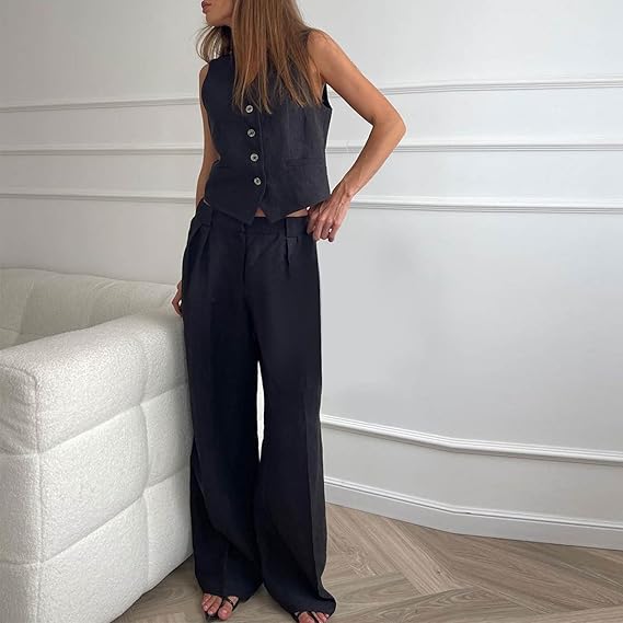 GR | and vest set sleeveless wide GR | Two-piece women's coordination set
