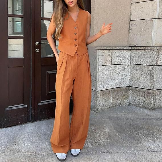 GR | and vest set sleeveless wide GR | Two-piece women's coordination set
