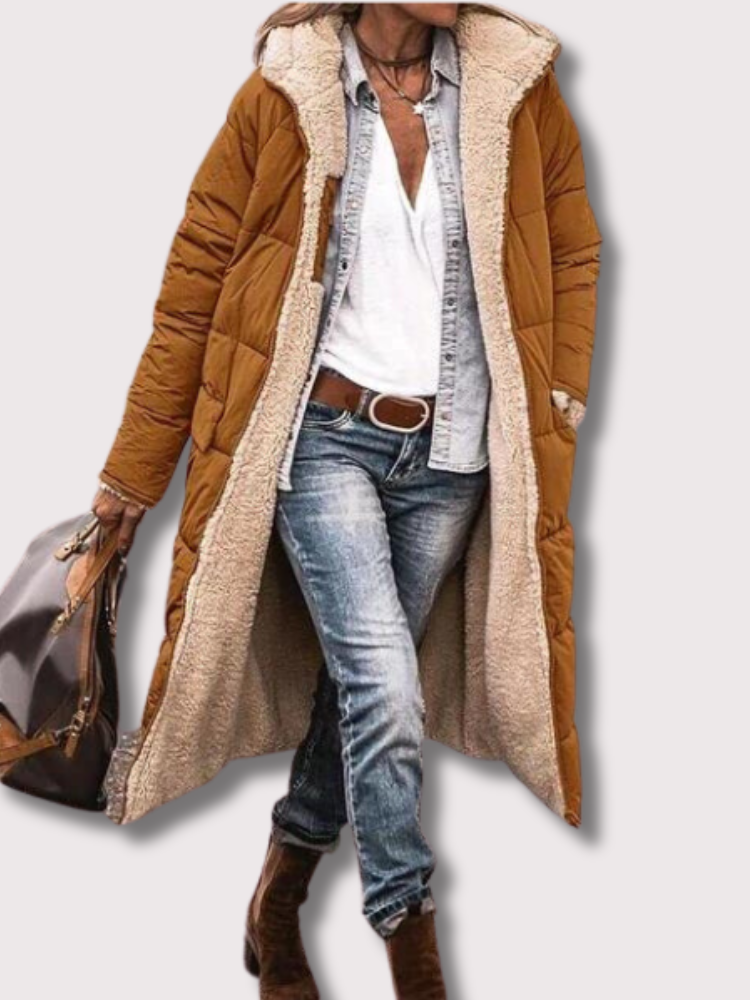 Reversible long puffer jacket