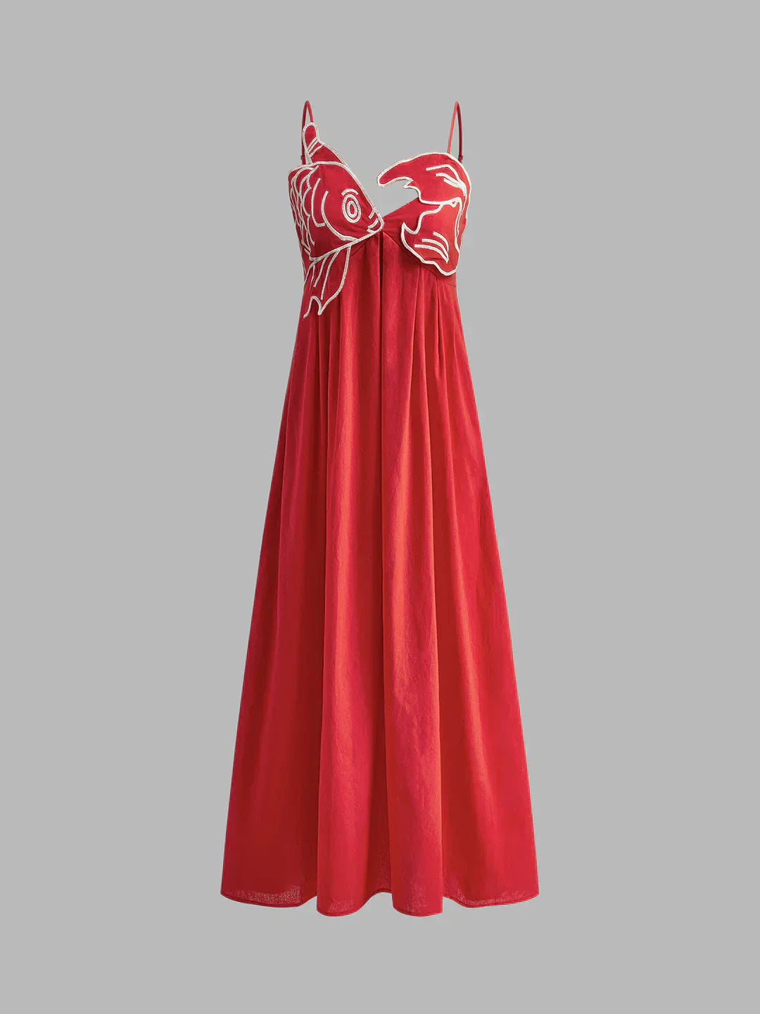 GR | Fisch Spaghetti-Träger Midi-Kleid