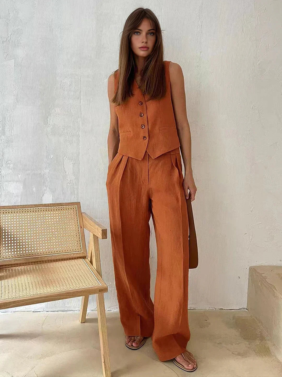 GR | Stylish cotton and linen trouser set