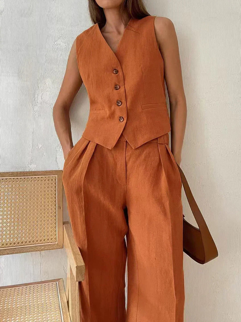 GR | Stylish cotton and linen trouser set