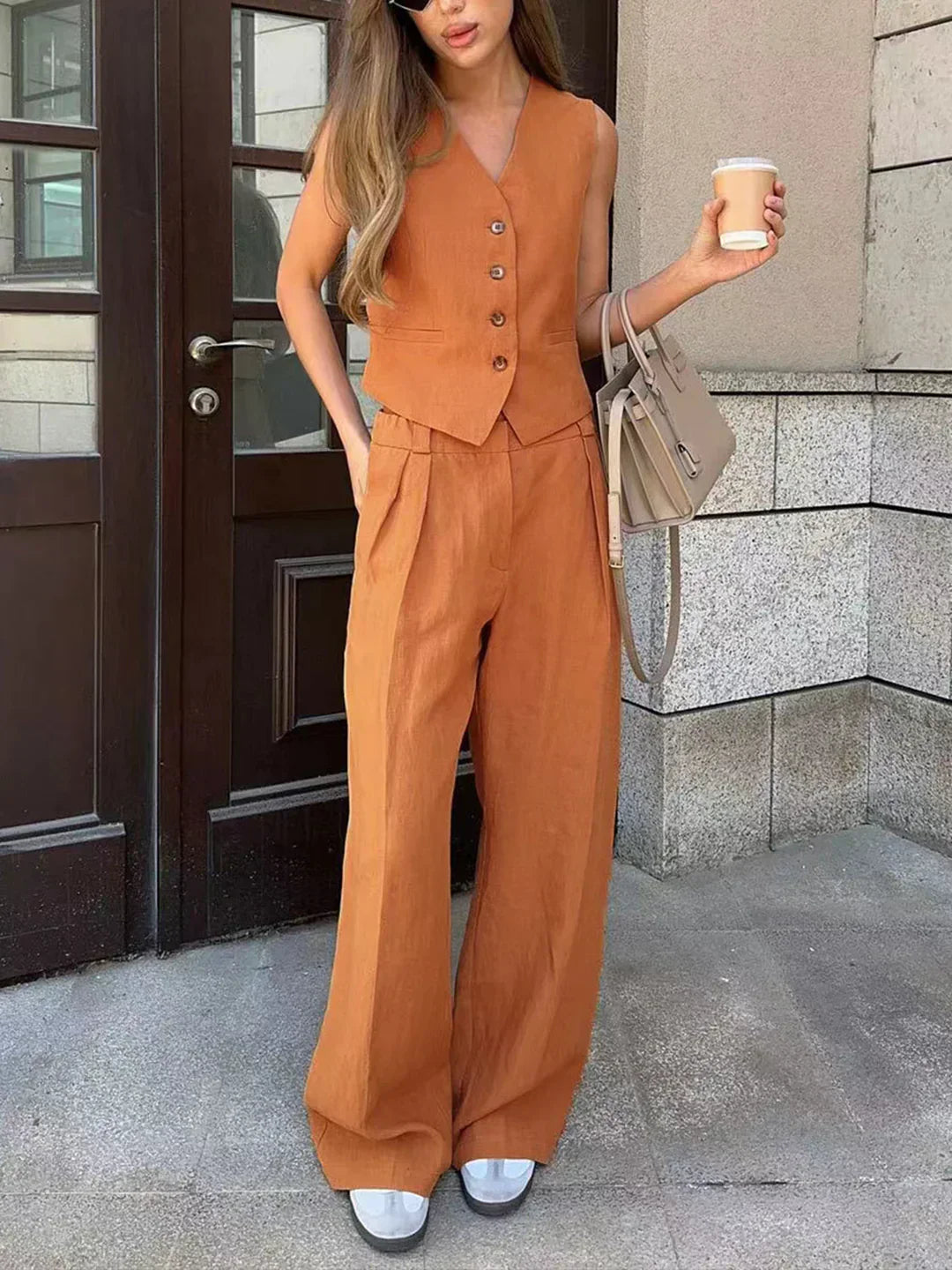 GR | Stylish cotton and linen trouser set
