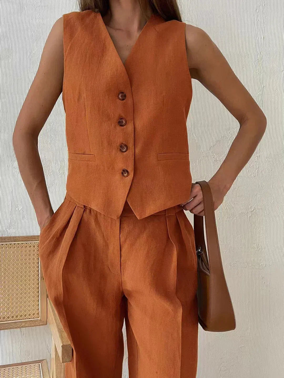 GR | Stylish cotton and linen trouser set