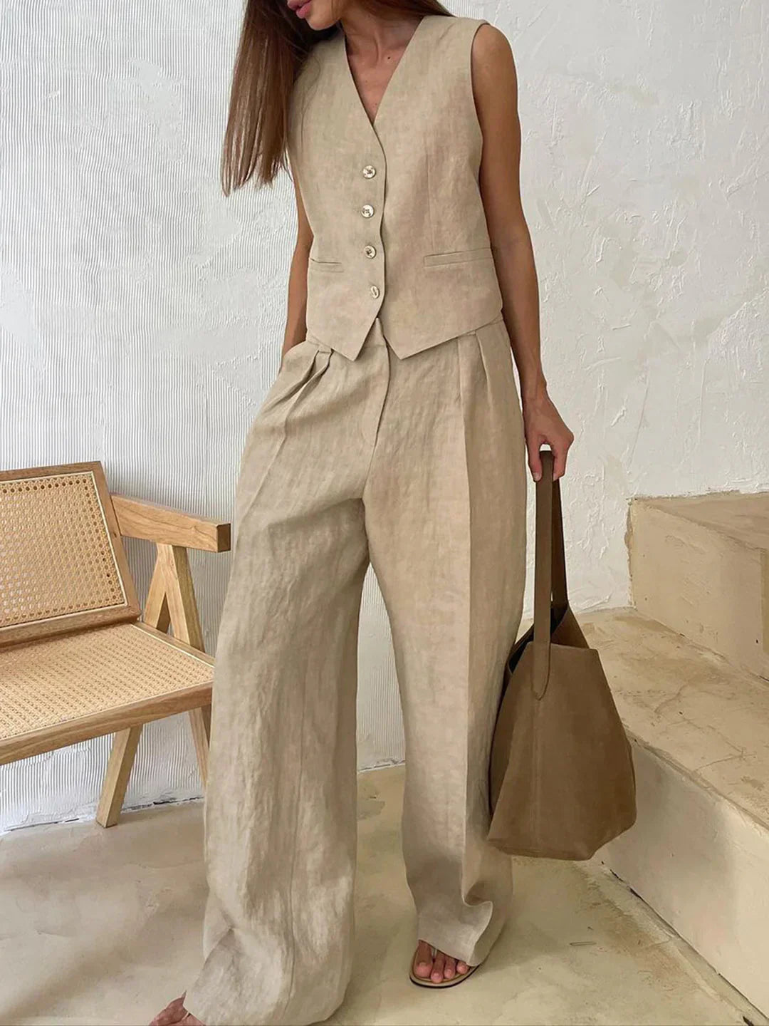 GR | Stylish cotton and linen trouser set