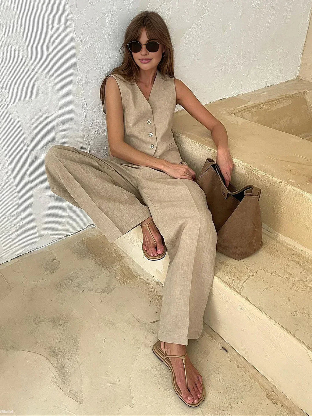 GR | Stylish cotton and linen trouser set