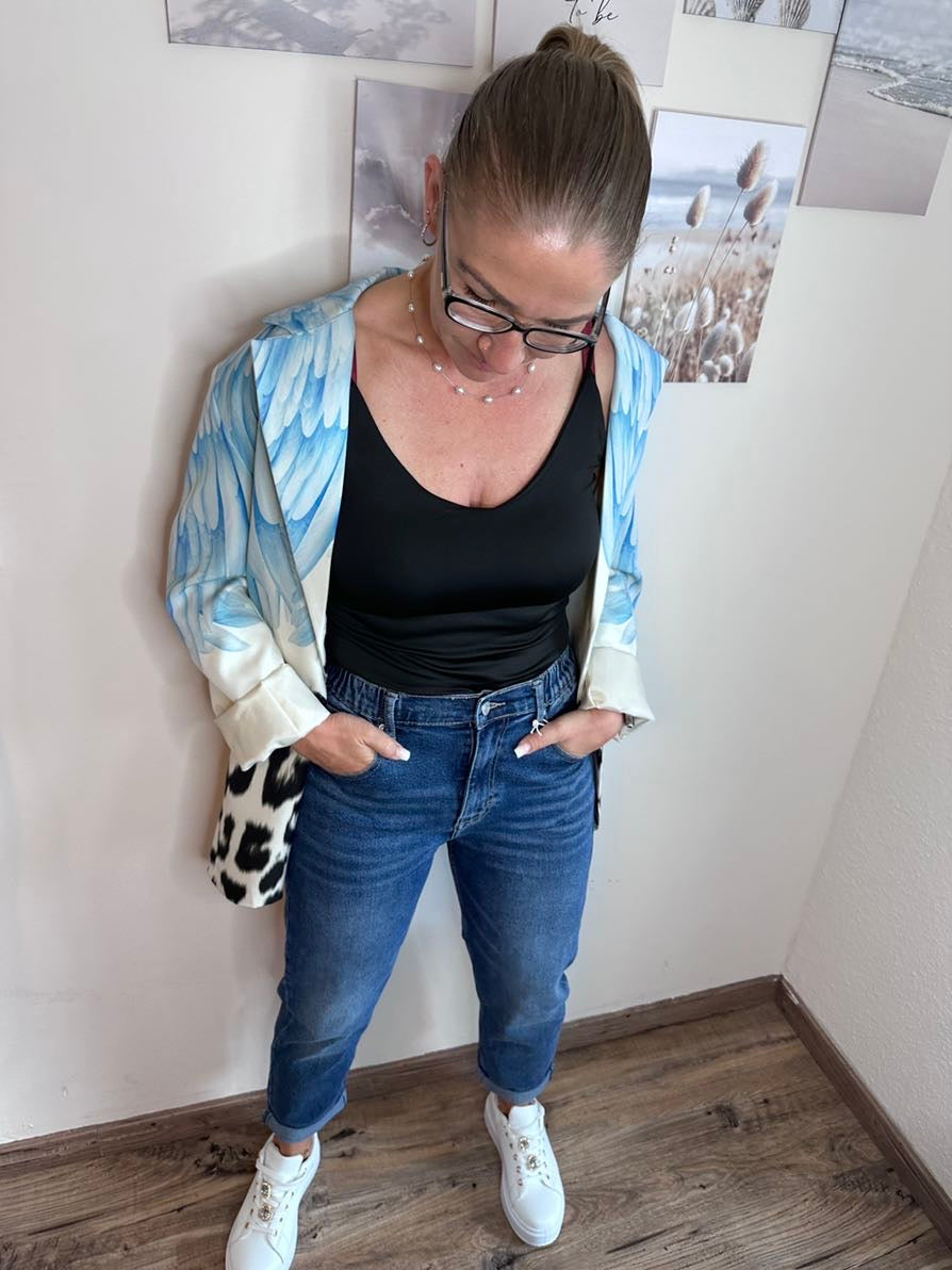GR Jeans with elastic waistband, dark blue