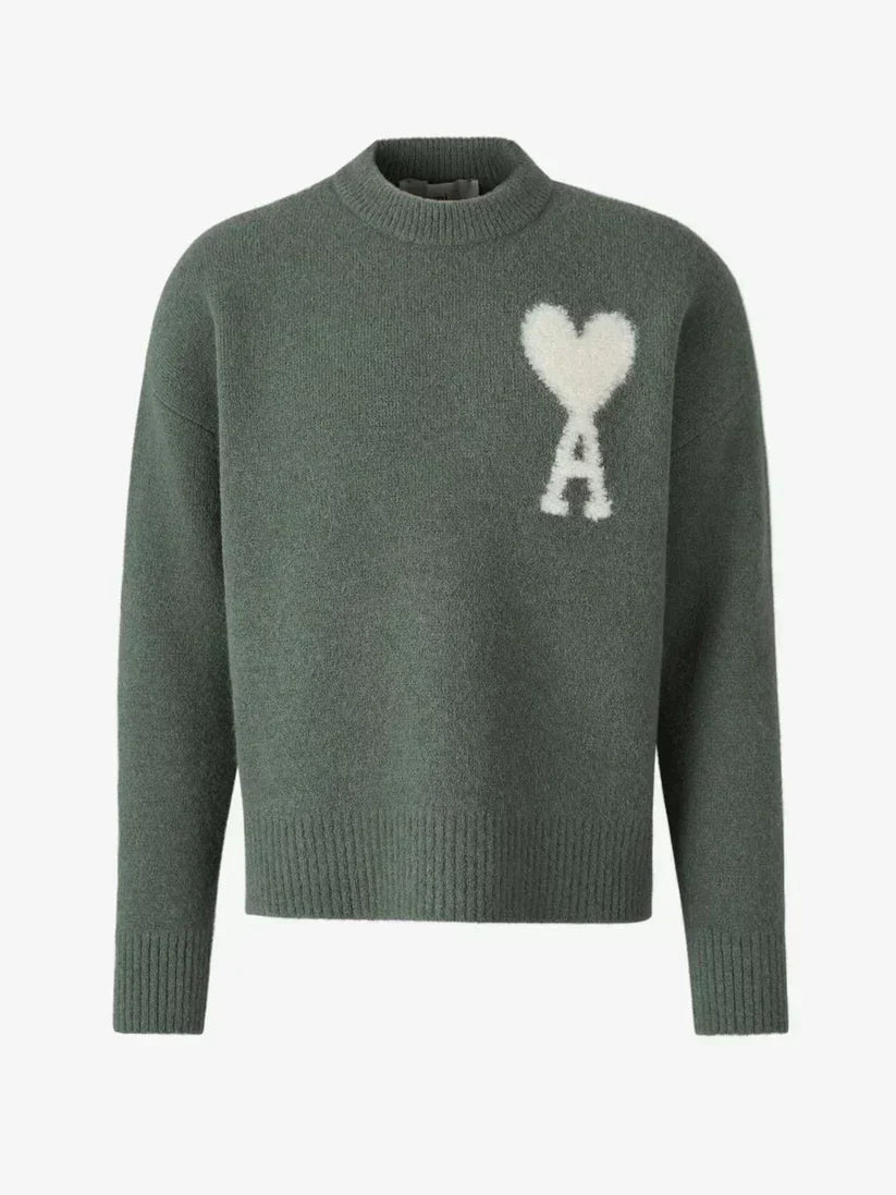 GR | Luxuriöser Rundhalsausschnitt Herzmuster Pullover mit Langen Ärmeln