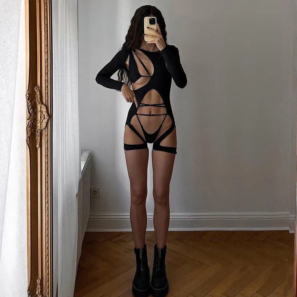 GR | Sexy Cut-Out Bodysuit with Long Sleeves