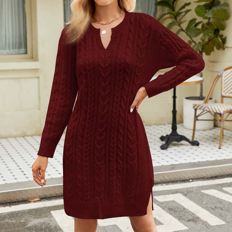 GR Kleid | Lässiges Strickkleid mit Zopfmuster