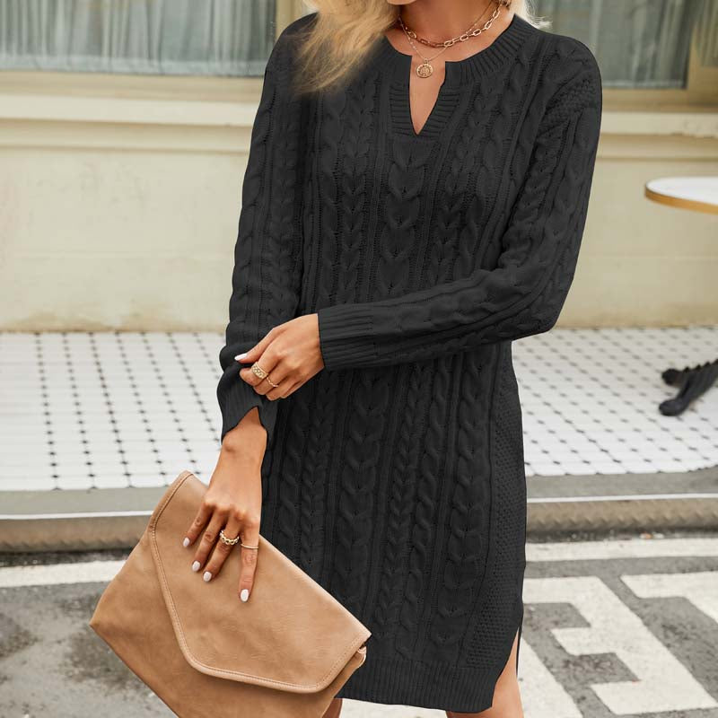 GR Kleid | Lässiges Strickkleid mit Zopfmuster