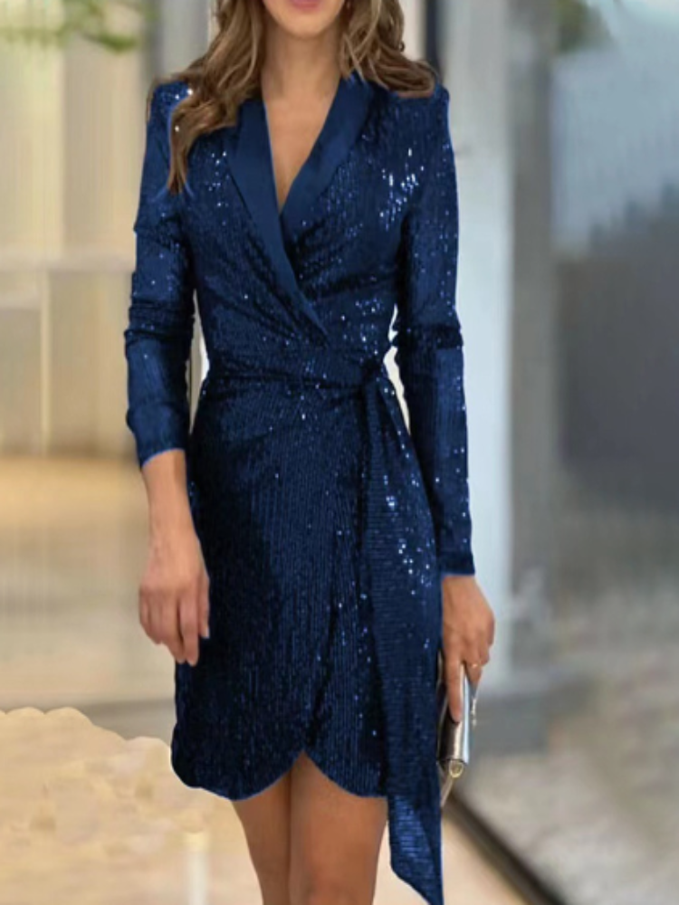 GR - Sequin wrap dress with long sleeves